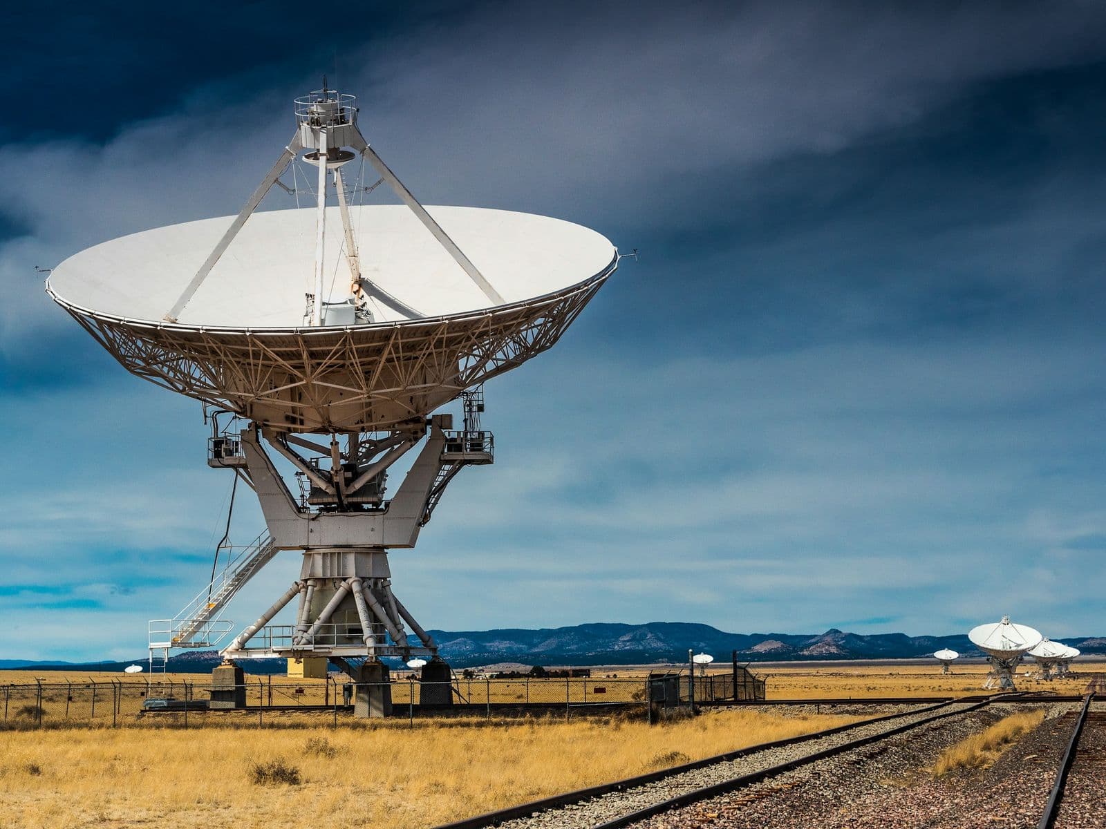 Radio antenna dish at a ground station