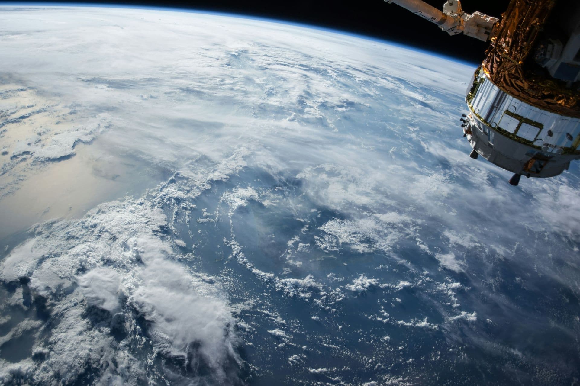 Spacecraft in orbit above the Earth